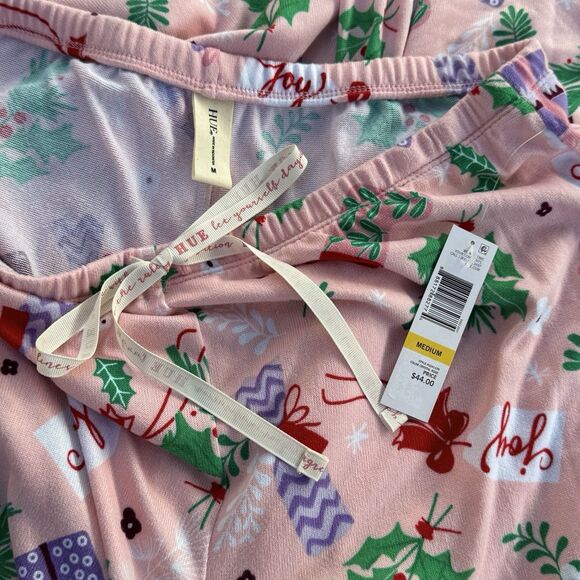 NWT Hue Sleepwear Women's Holiday Festive Comforts Joy Pajama Pants Pink Print - Picture 3 of 4
